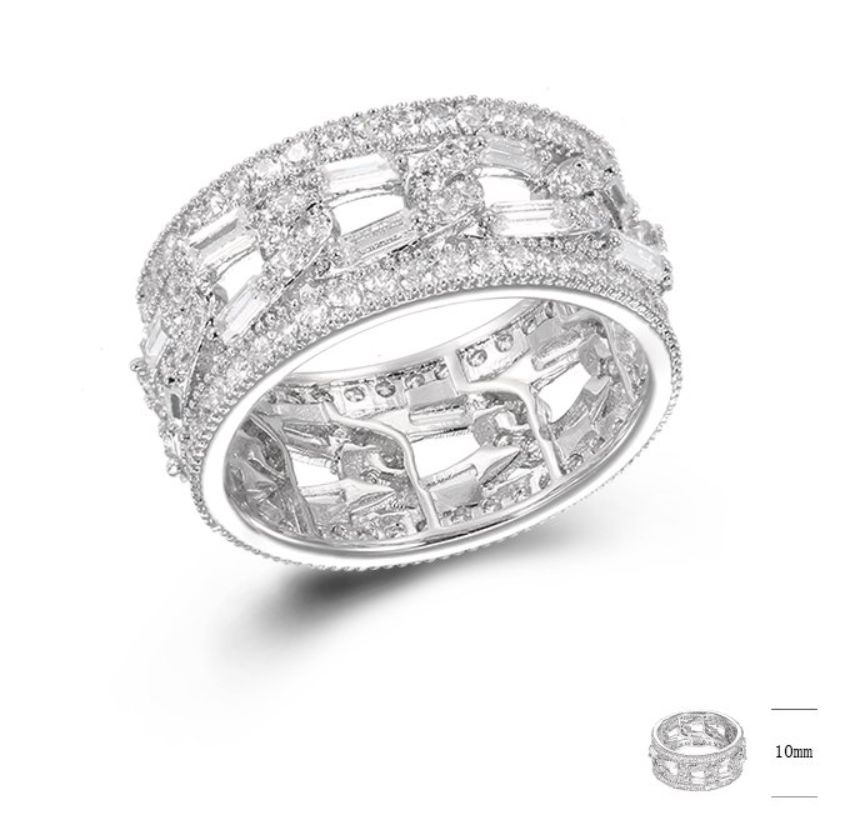 SJ43461, Ladies' Moissanite Ring, S925, Rhodium Plated, White, 6.26g