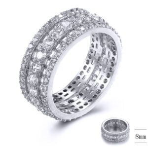 SJ33174, Ladies' Moissanite Ring, S925, Rhodium Plated, White, 5.53g