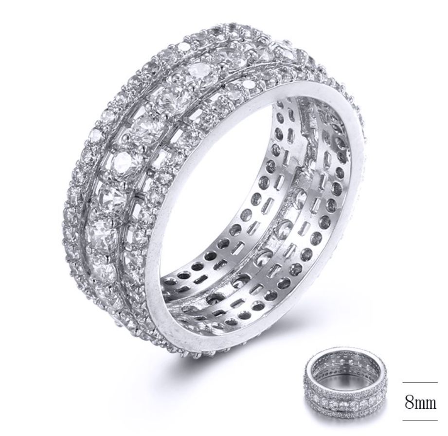 SJ33174, Ladies' Moissanite Ring, S925, Rhodium Plated, White, 5.53g