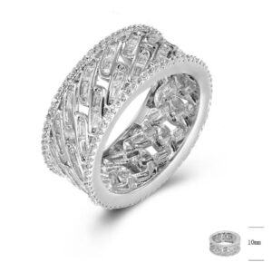 SJ43457, Ladies' Moissanite Ring, S925, Rhodium Plated, White, 7.43g