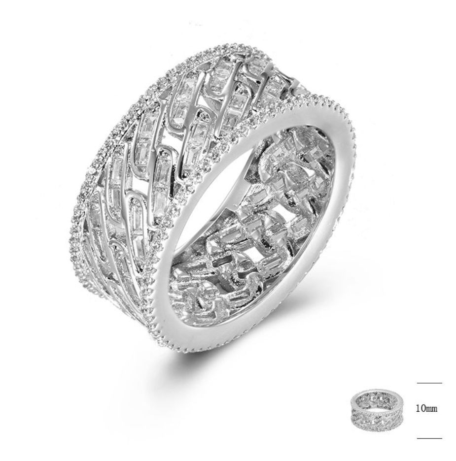 SJ43457, Ladies' Moissanite Ring, S925, Rhodium Plated, White, 7.43g