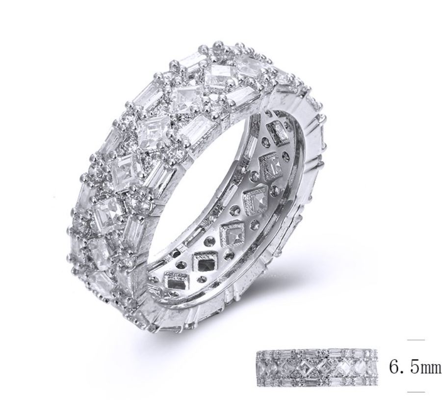 SJ34110, Ladies' Moissanite Ring, S925, Rhodium Plated, White, 5.03g