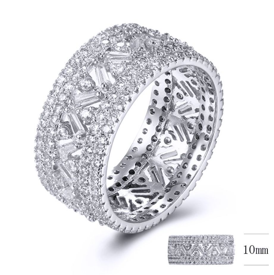 SJ32947, Ladies' Moissanite Ring, S925, Rhodium Plated, White, 5.38g