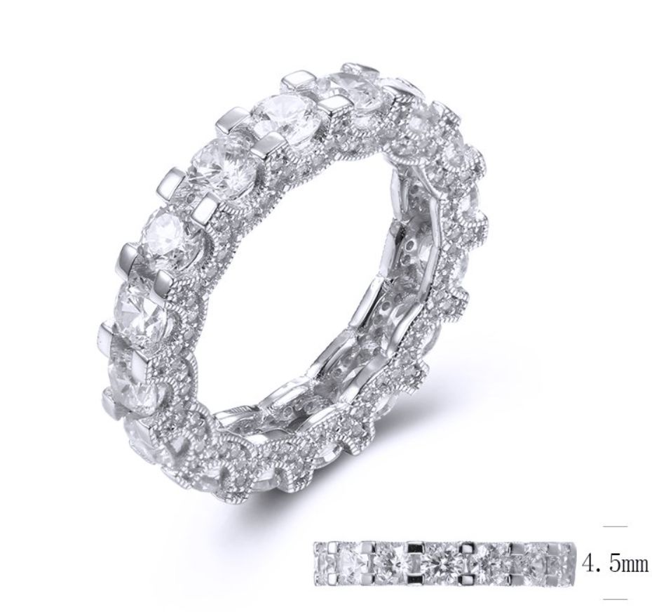 SJ36751, Ladies' Moissanite Ring, S925, Rhodium Plated, White, 5.12g