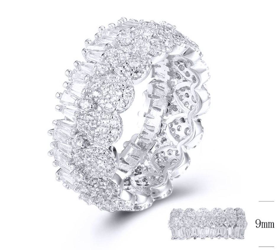 SJ32117, Ladies' Moissanite Ring, S925, Rhodium Plated, White, 5.92g