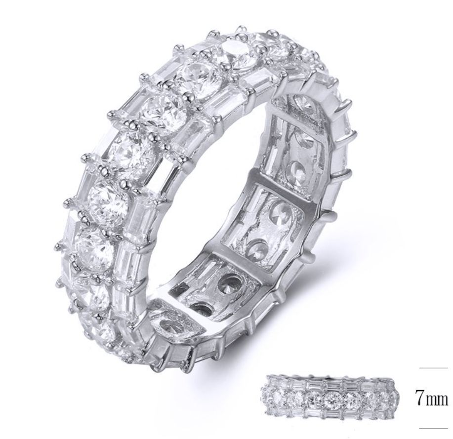 SJ26400, Ladies' Moissanite Ring, S925, Rhodium Plated, White, 4.92g