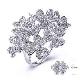 SJ33130, Ladies' Moissanite Ring, S925, Rhodium Plated, White, 4.07g
