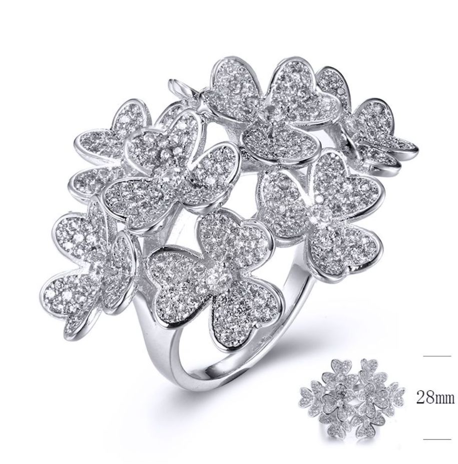 SJ33130, Ladies' Moissanite Ring, S925, Rhodium Plated, White, 4.07g
