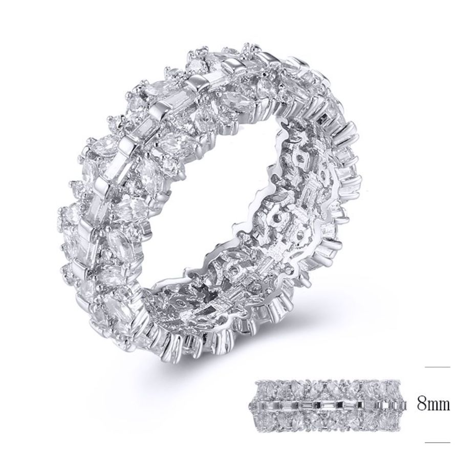 SJ32180, Ladies' Moissanite Ring, S925, Rhodium Plated, White, 4.54g