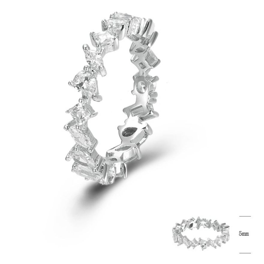 SJ45395, Ladies' Moissanite Ring, S925, Rhodium Plated, White, 3.56g