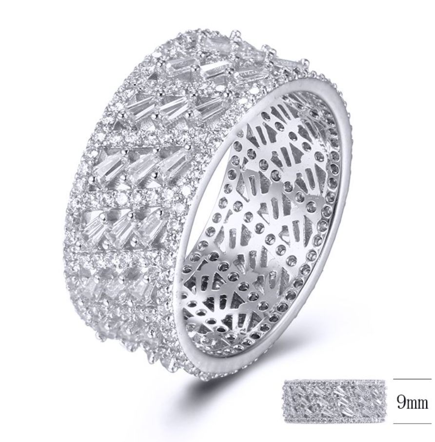 SJ32945, Ladies' Moissanite Ring, S925, Rhodium Plated, White, 5.5g