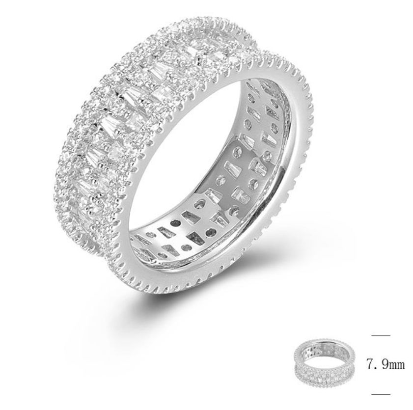 SJ46509, Ladies' Moissanite Ring, S925, Rhodium Plated, White, 6.4g