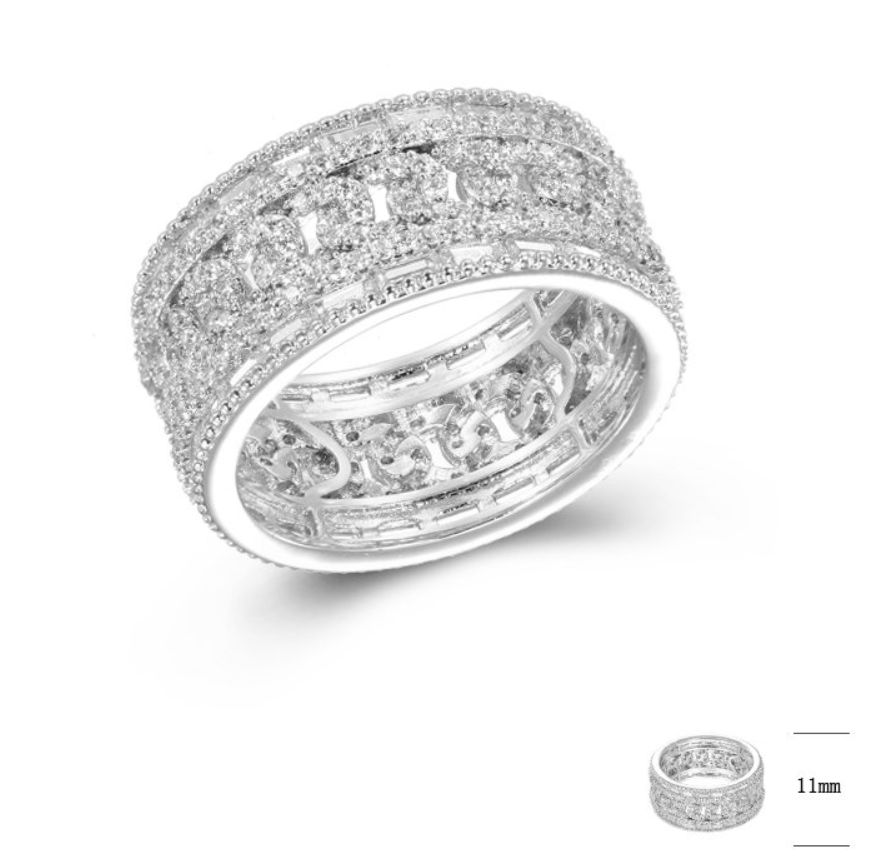 SJ43459, Ladies' Moissanite Ring, S925, Rhodium Plated, White, 6.87g