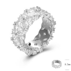 SJ13431, Ladies' Moissanite Ring, S925, Rhodium Plated, White, 6.53g
