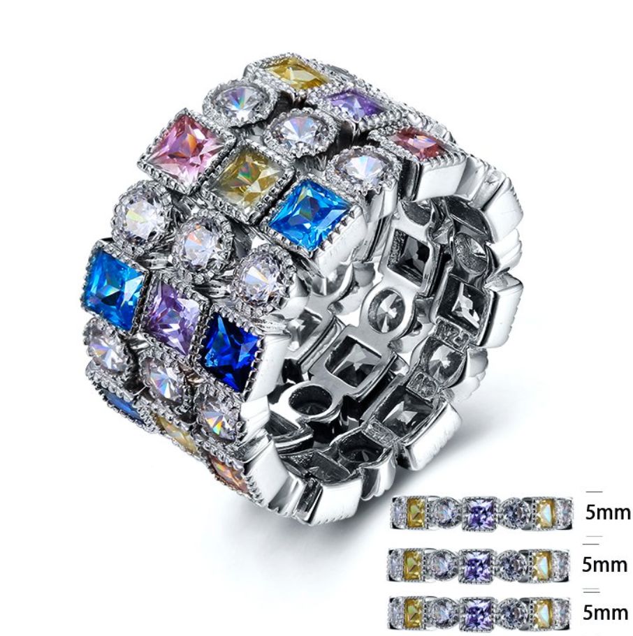 SJ21578, Ladies' Moissanite Ring, S925, Rhodium Plated, White, 3.95g