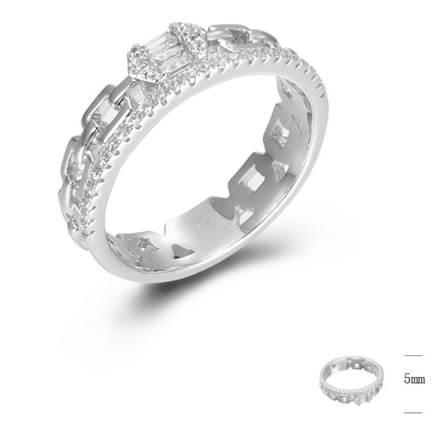 SJ45693, Ladies' Moissanite Ring, S925, Rhodium Plated, White, 3.42g