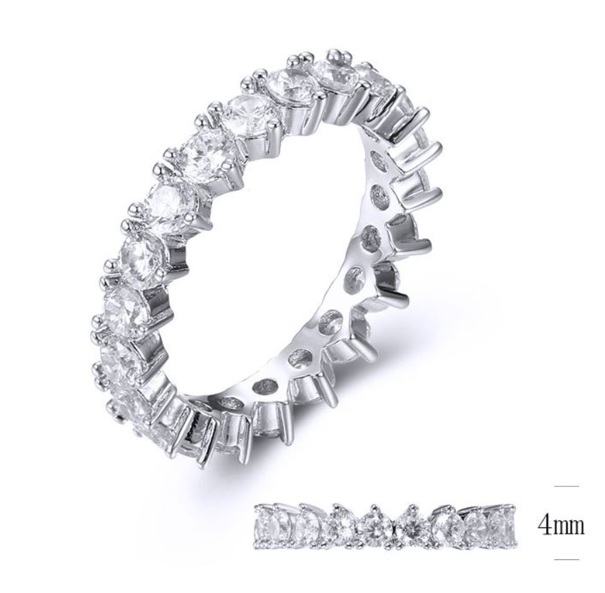 SJ35123, Ladies' Moissanite Ring, S925, Rhodium Plated, White, 3.49g