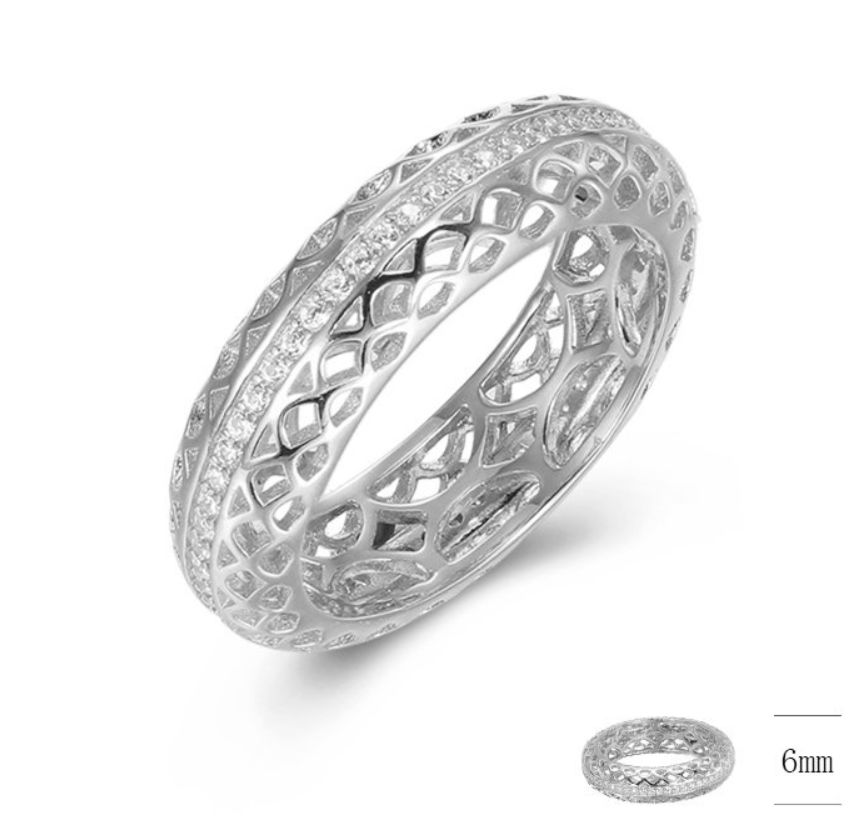 SJ41793, Ladies' Moissanite Ring, S925, Rhodium Plated, White, 3.56g