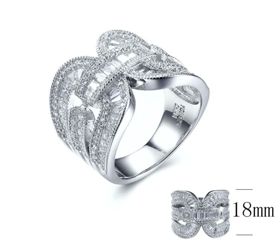 SJ28613, Ladies' Moissanite Ring, S925, Rhodium Plated, White, 9.47g