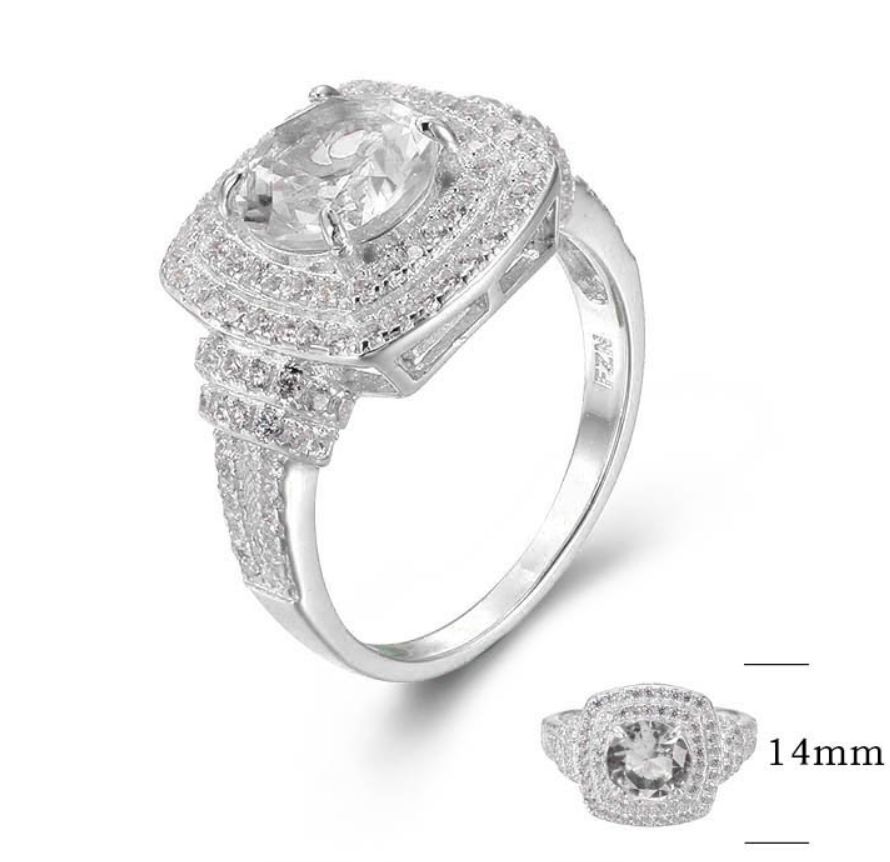 SJ26748-C, Ladies' Moissanite Ring, S925, Rhodium + Black Rhodium Plated, Silver, 5.06g