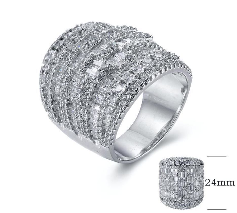 SJ26758, Ladies' Moissanite Ring, S925, Rhodium Plated, White, 13.06g