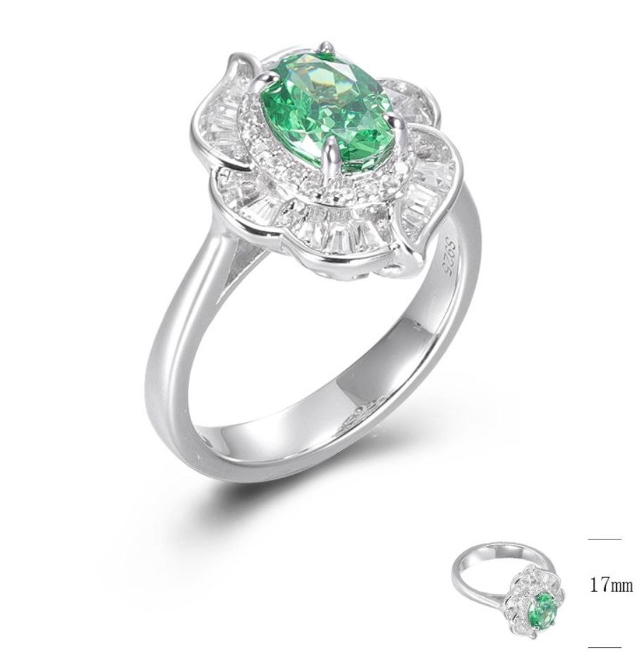 SJ01390, Ladies' Moissanite Ring, S925, Rhodium Plated, White, 5.14g