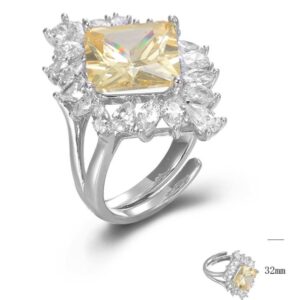 SJ45077, Ladies' Moissanite Ring, S925, Rhodium Plated, White, 7.63g