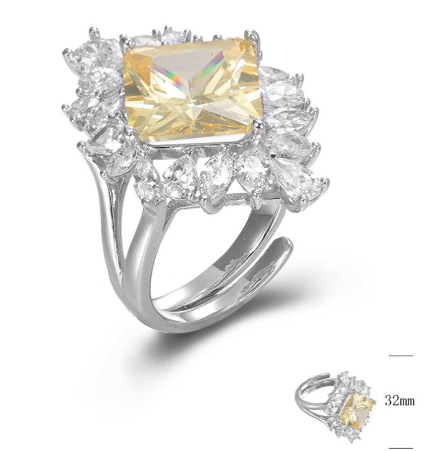 SJ45077, Ladies' Moissanite Ring, S925, Rhodium Plated, White, 7.63g
