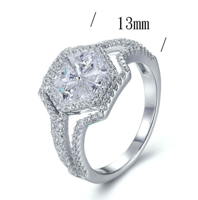SJ28410, Ladies' Moissanite Ring, S925, Rhodium Plated, White, 4.38g