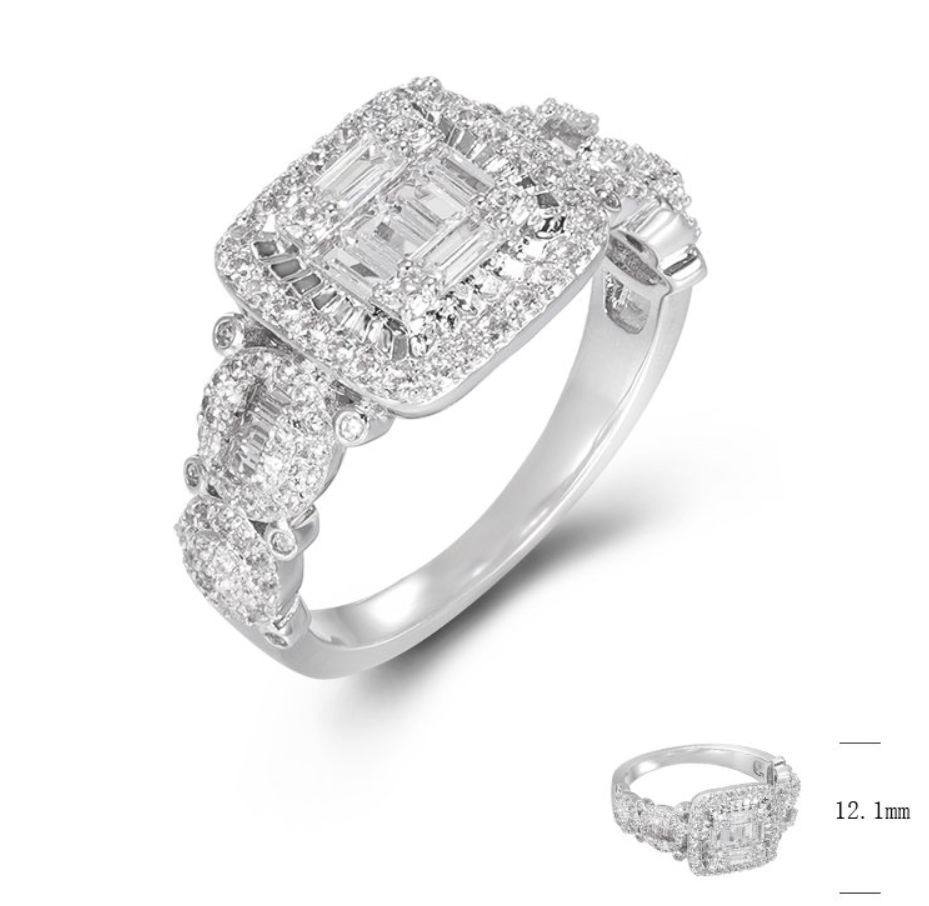 SJ47760, Ladies' Moissanite Ring, S925, Rhodium Plated, White, 5g