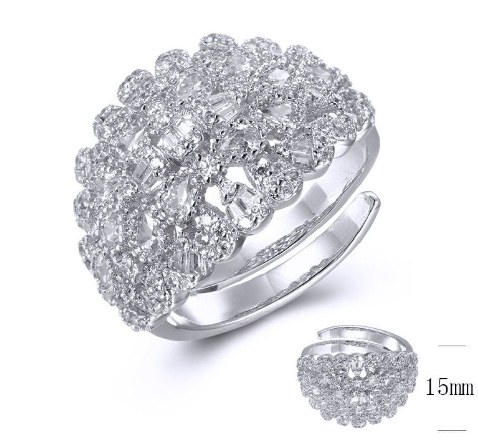 SJ38228, Ladies' Moissanite Ring, S925, Rhodium Plated, White, 4.96g