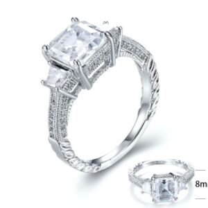 SJ28189, Ladies' Moissanite Ring, S925, Rhodium Plated, White, 4g