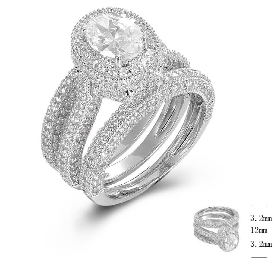 SJ46816, Ladies' Moissanite Ring, S925, Rhodium Plated, White, 8.46g