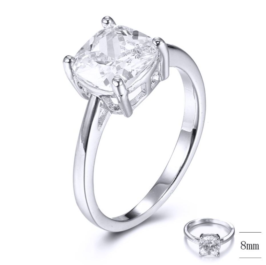 SJ33228, Ladies' Moissanite Ring, S925, Rhodium Plated, White, 2.75g