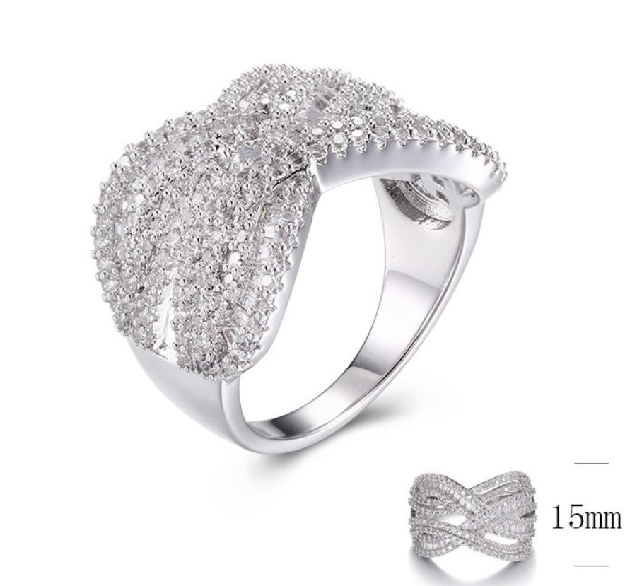 SJ29844, Ladies' Moissanite Ring, S925, Rhodium Plated, White, 6.82g