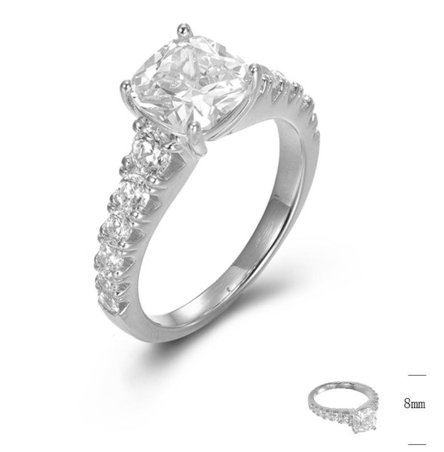 SJ45035, Ladies' Moissanite Ring, S925, Rhodium Plated, White, 5.12g