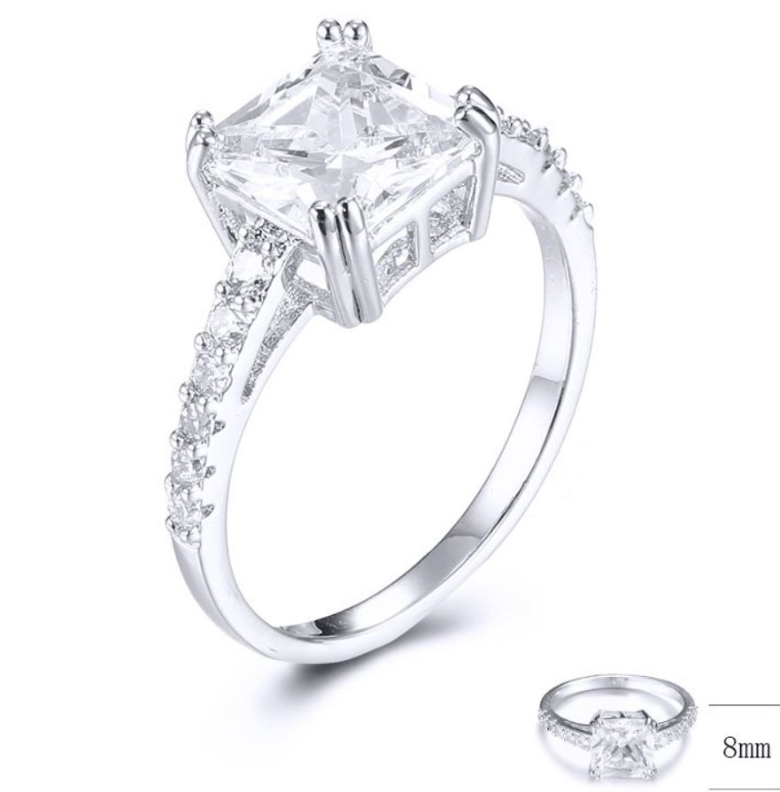 SJ32609, Ladies' Moissanite Ring, S925, Rhodium Plated, White, 2.2g