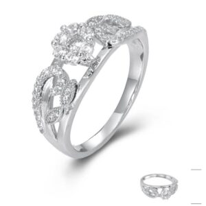 SJ44831, Ladies' Moissanite Ring, S925, Rhodium Plated, White, 3.65g