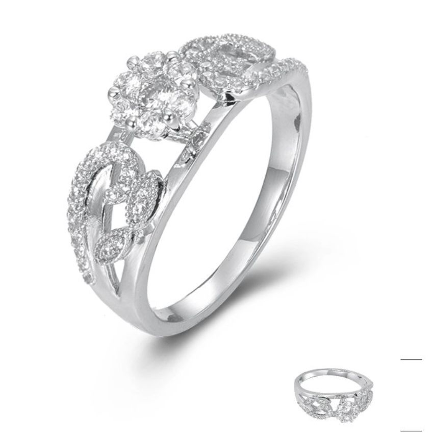 SJ44831, Ladies' Moissanite Ring, S925, Rhodium Plated, White, 3.65g