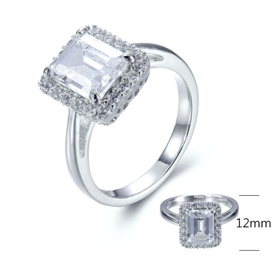 SJ28175, Ladies' Moissanite Ring, S925, Rhodium Plated, White, 4.61g