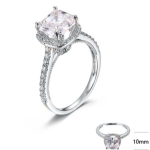 SJ40227, Ladies' Moissanite Ring, S925, Rhodium Plated, White, 3.46g
