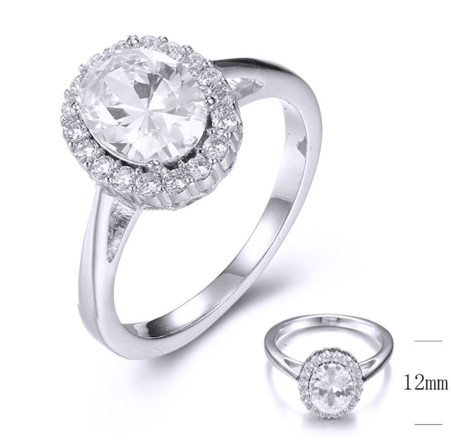 SJ36413-C, Ladies' Moissanite Ring, S925, Rhodium + Black Rhodium Plated, Silver, 3.4g