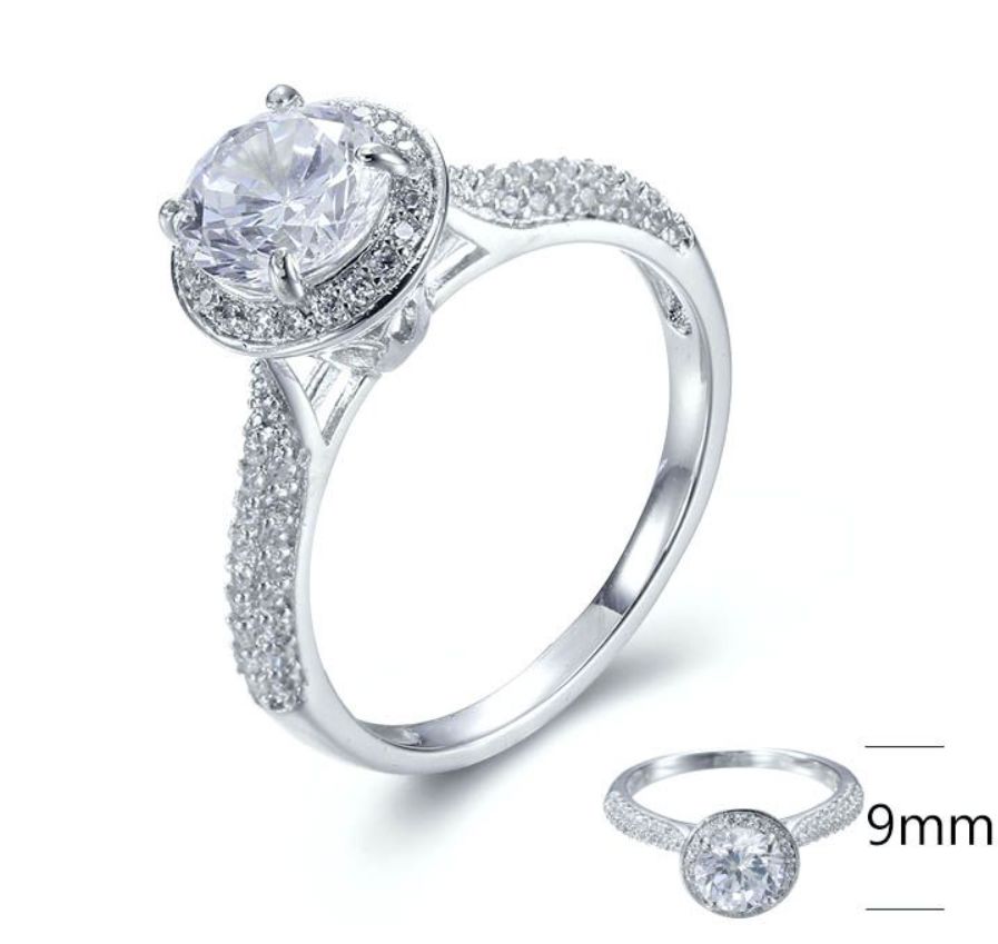 SJ28180, Ladies' Moissanite Ring, S925, Rhodium Plated, White, 2.82g