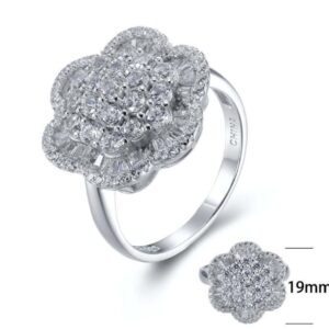 SJ27077, Ladies' Moissanite Ring, S925, Rhodium Plated, White, 6.85g