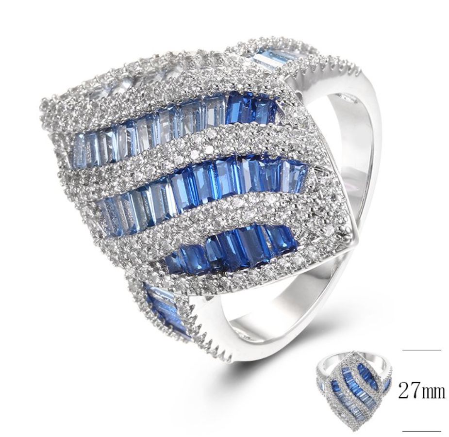 SJ37823, Ladies' Moissanite Ring, S925, Rhodium Plated, White, 7.72g