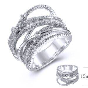 SJ38737, Ladies' Moissanite Ring, S925, Rhodium Plated, White, 9.84g