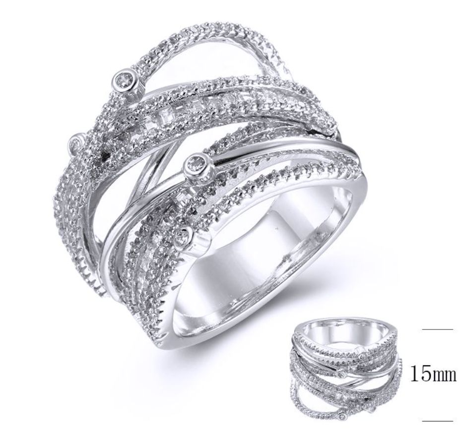 SJ38737, Ladies' Moissanite Ring, S925, Rhodium Plated, White, 9.84g