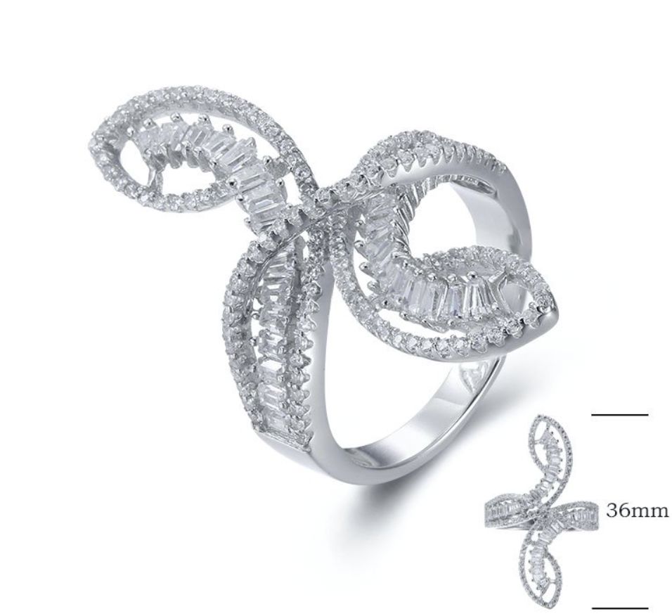 SJ26803, Ladies' Moissanite Ring, S925, Rhodium Plated, White, 5.97g