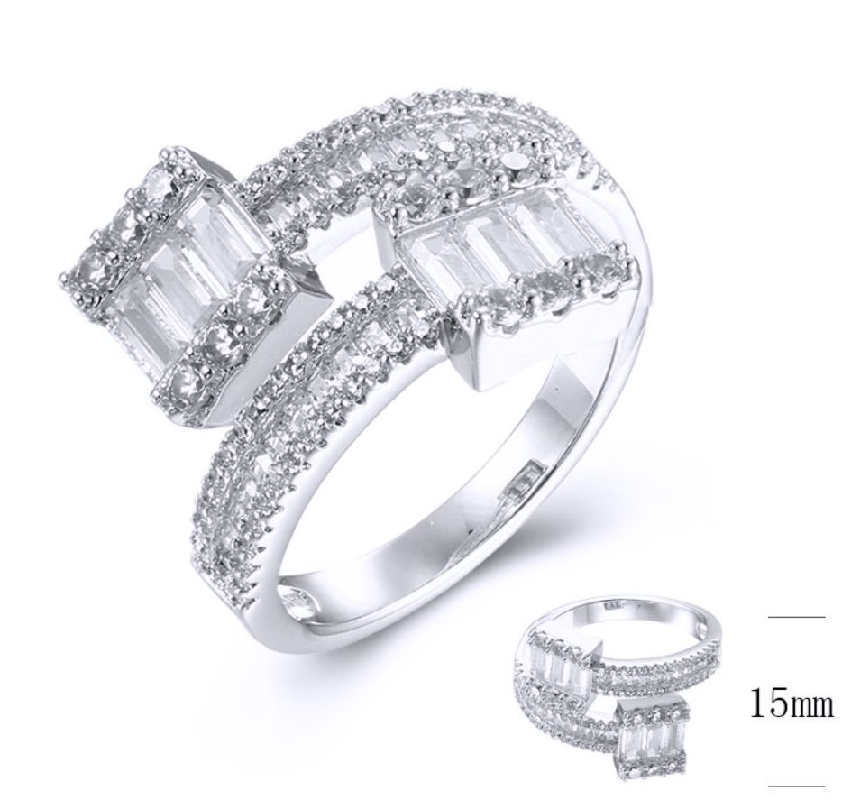 SJ38749, Ladies' Moissanite Ring, S925, Rhodium Plated, White, 4.08g