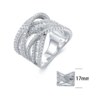 SJ26114, Ladies' Moissanite Ring, S925, Rhodium Plated, White, 8.66g